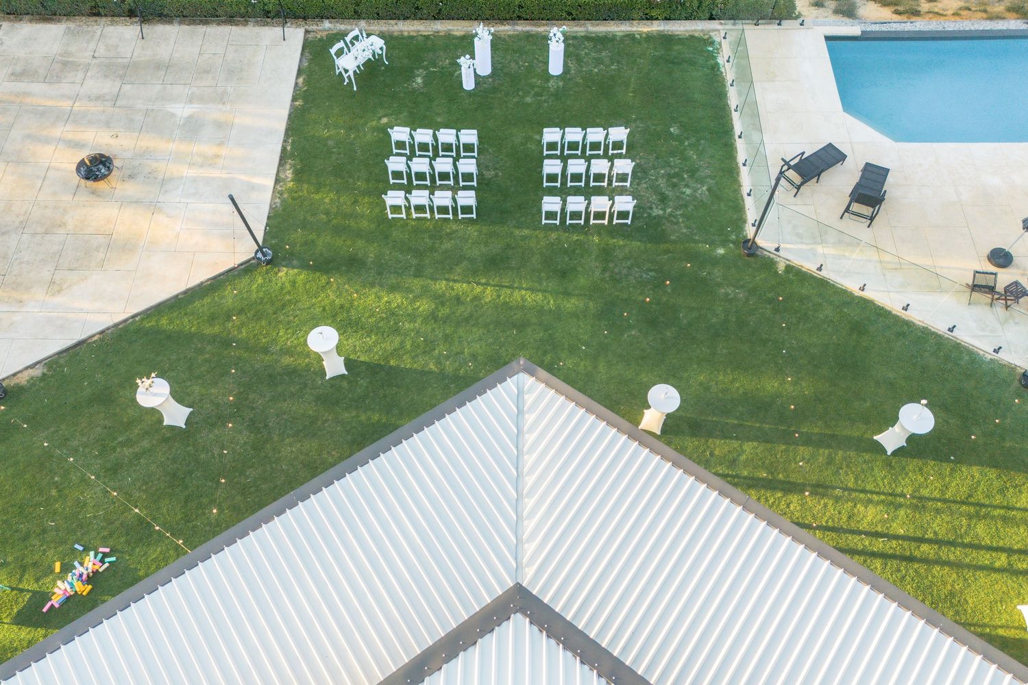 Wedding venue photographed with natural light, showcasing ceremony space and architectural details.