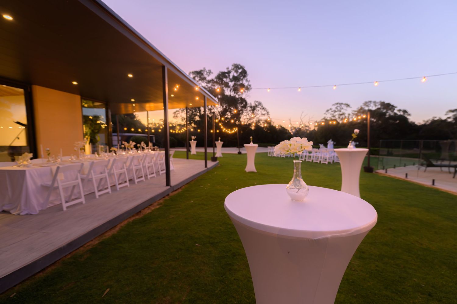 Wedding venue photographed with natural light, showcasing ceremony space and architectural details.
