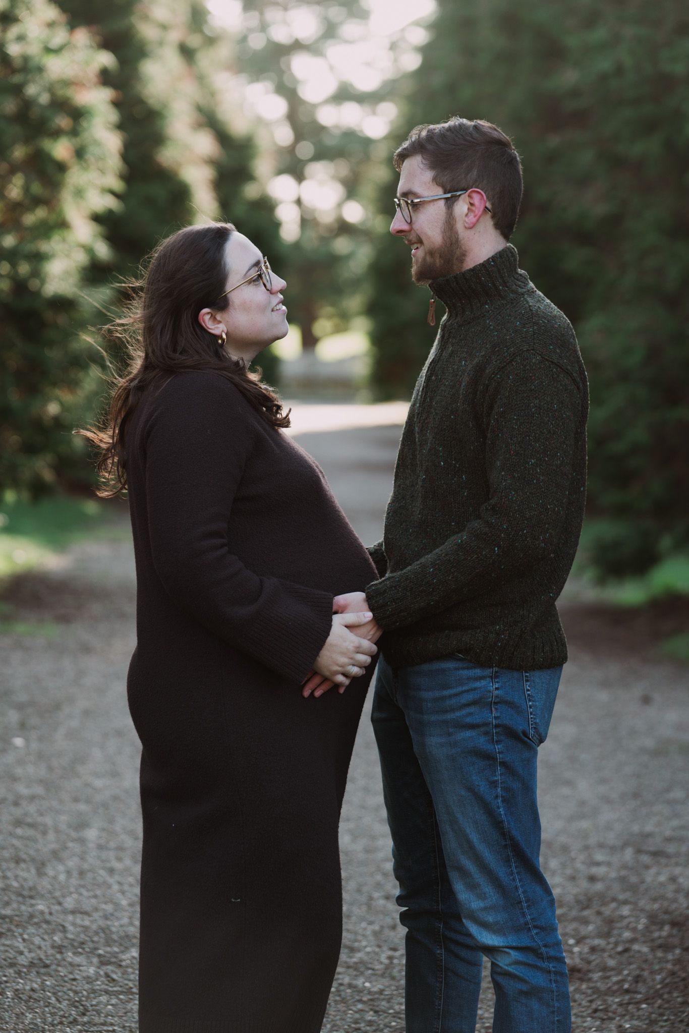 Natural light, outdoor family and maternity photos in Suffolk. Pregnant mother and partner.