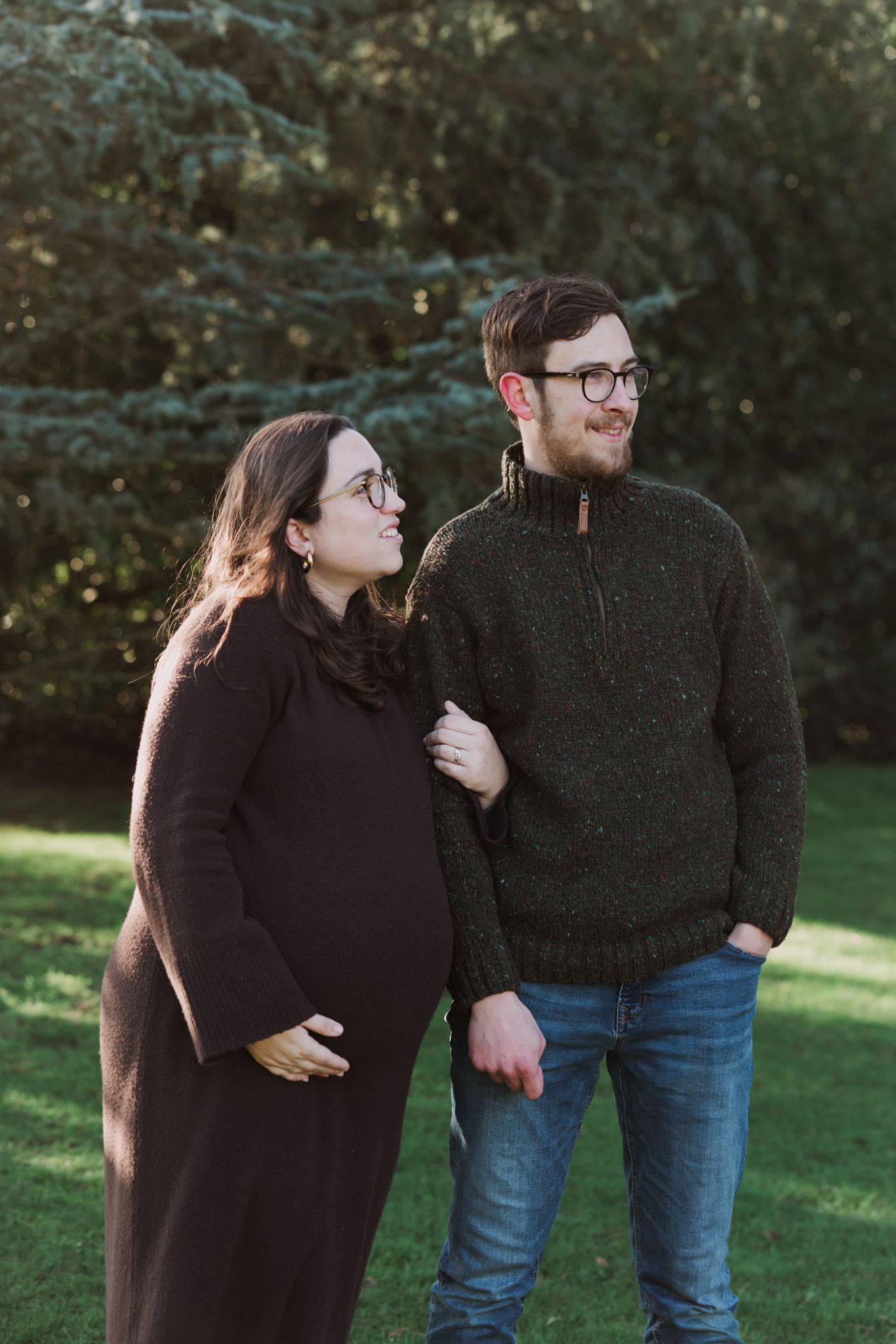 Natural light, outdoor family and maternity photos in Suffolk. Pregnant mother and partner.