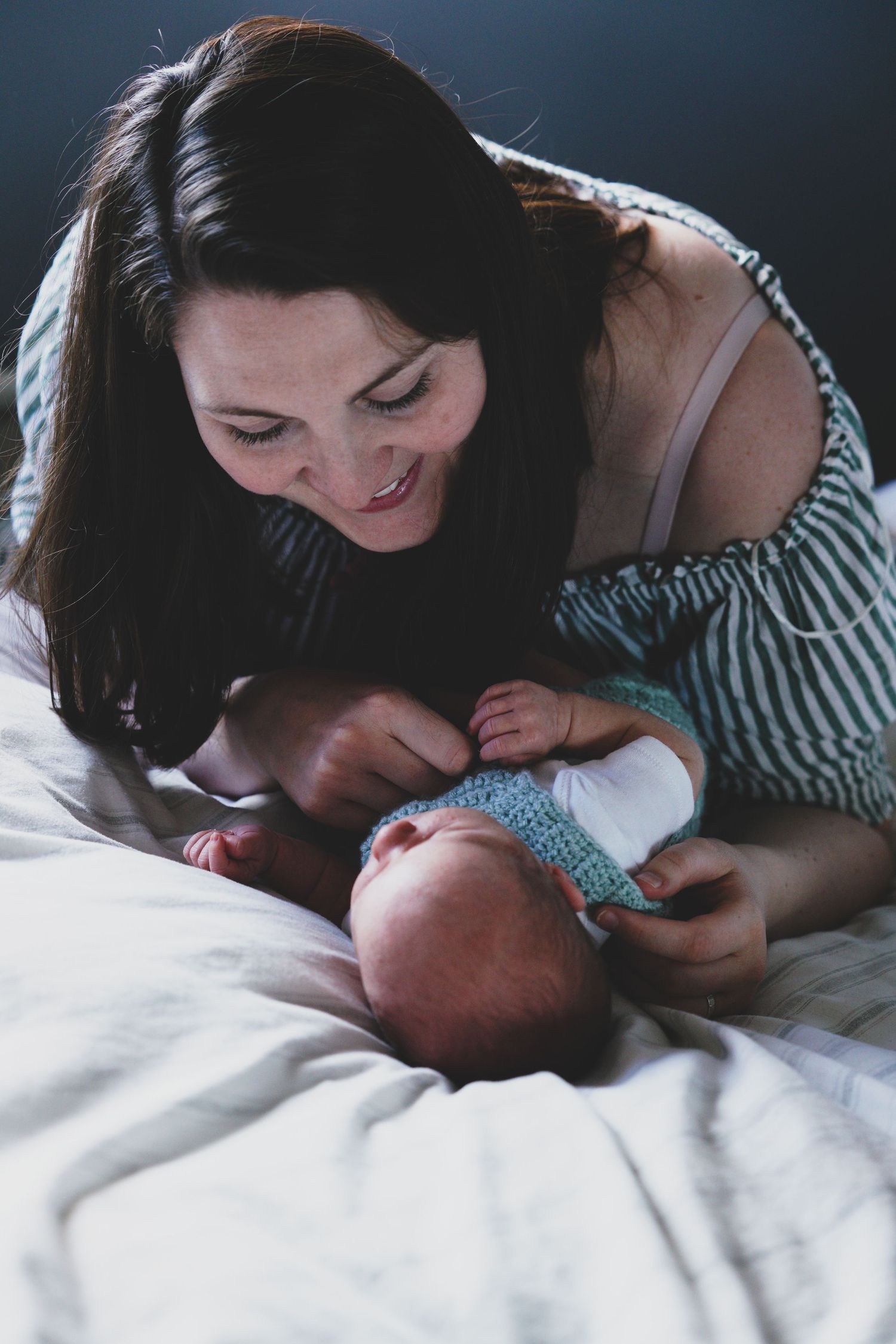 Newborn baby, at home, natural light photograph.