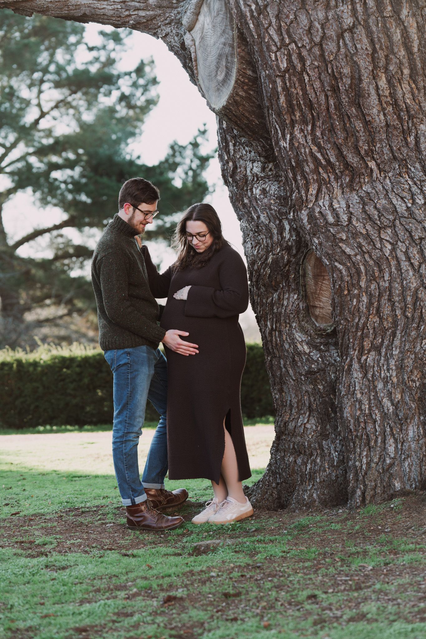 Natural light, outdoor family and maternity photos in Suffolk. Pregnant mother and partner.