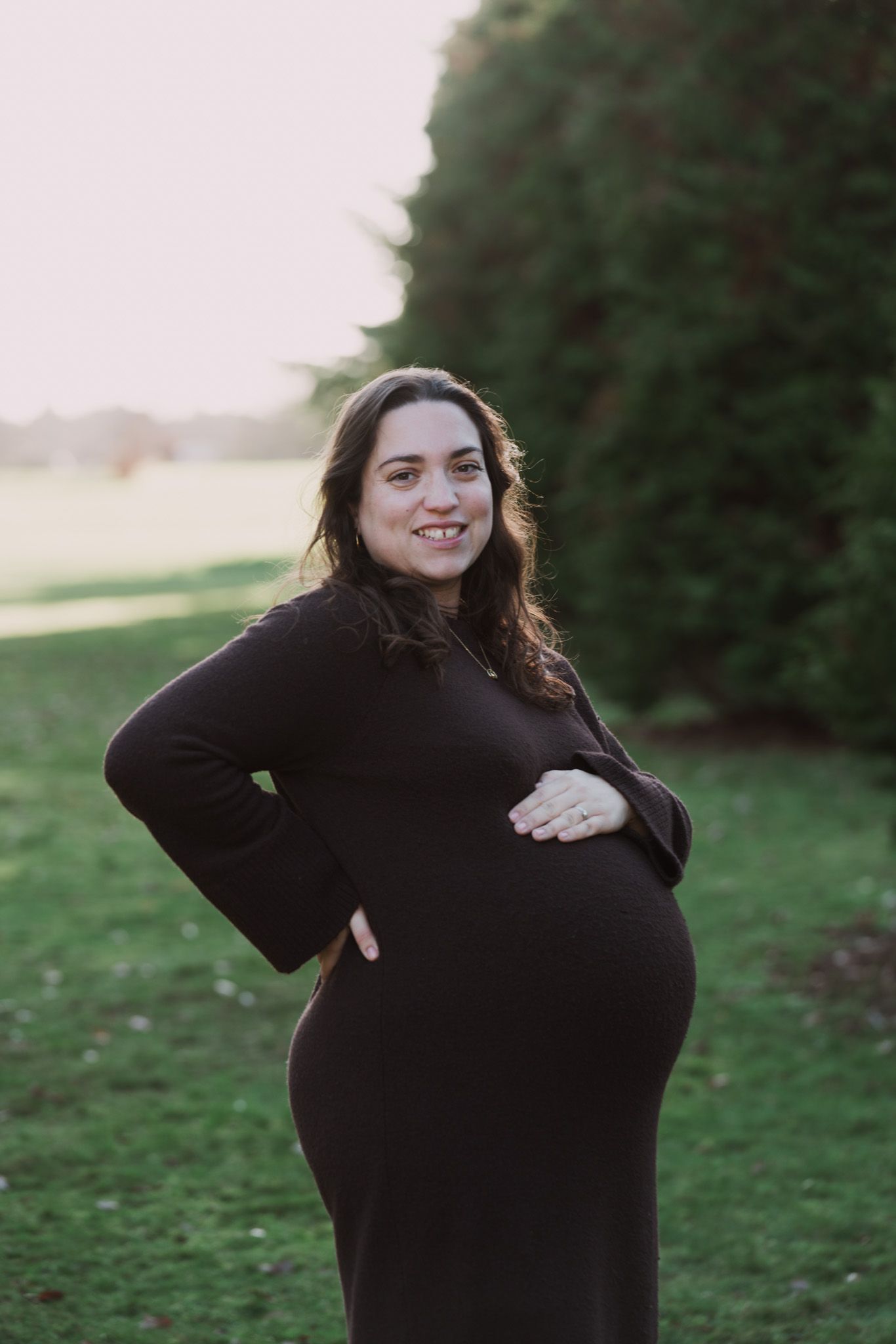 Natural light, outdoor maternity photos in Suffolk. Pregnant mother.