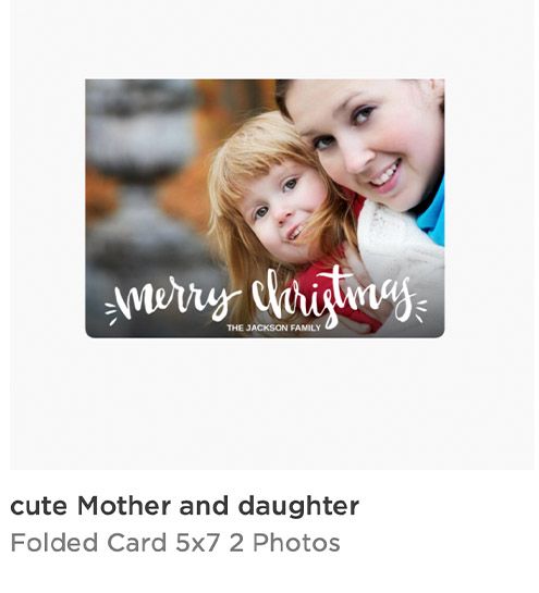 A mother and daughter share a warm embrace on a Merry Christmas folded card design by The Jackson Family.