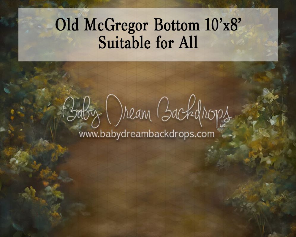Old McGregor Bottom photography backdrop with moody forest path and golden foliage, 10x8.