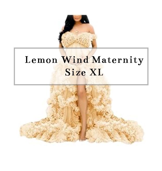 Lemon Wind off-shoulder ruffled tulle maternity dress size XL.