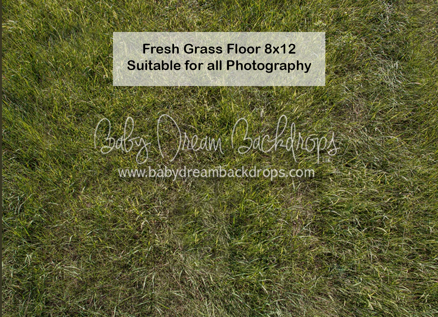 Fresh Grass Floor photography backdrop featuring realistic green grass texture, suitable for all photography, 8x12.