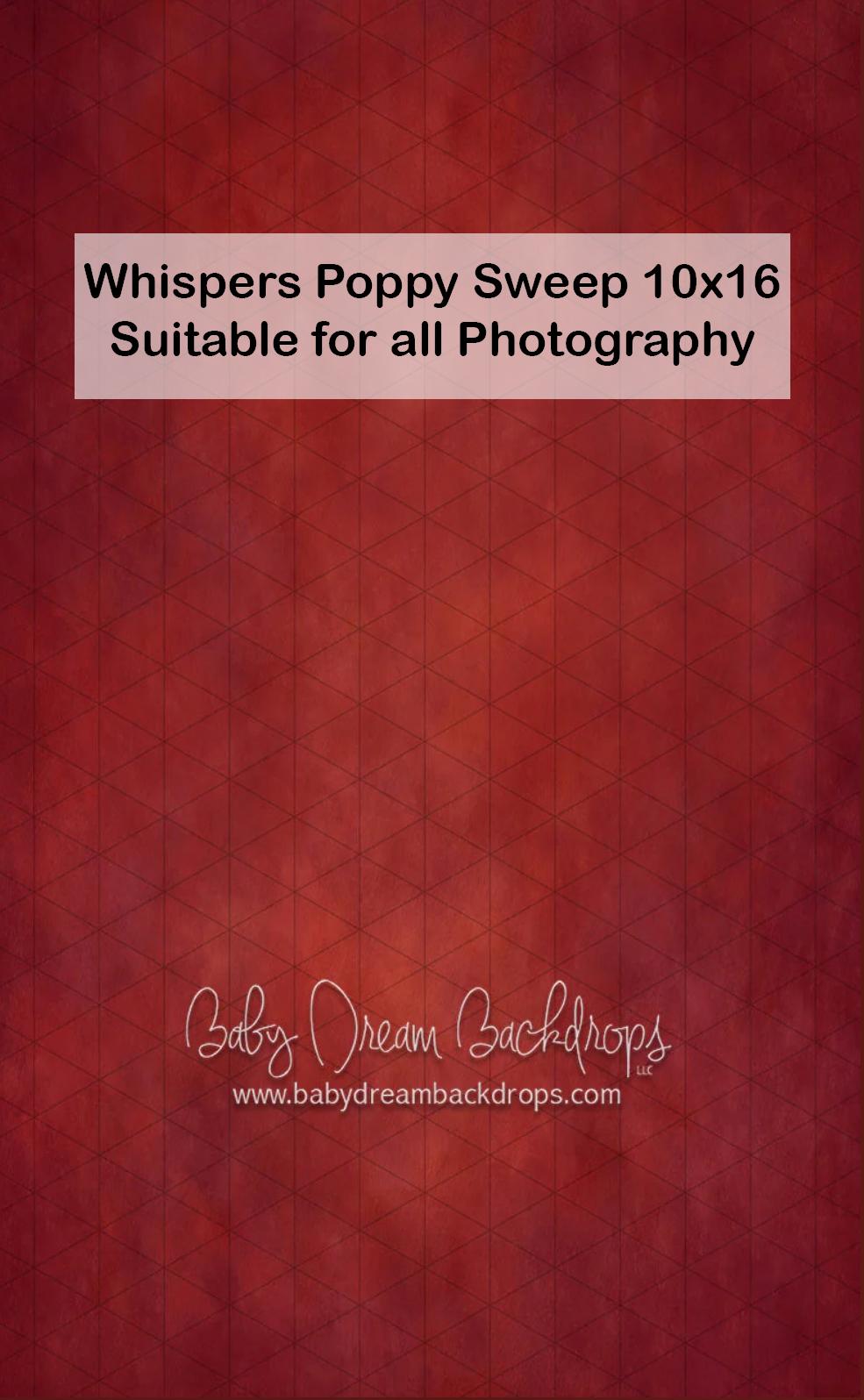 Red textured Whispers Poppy photography backdrop sweep, 10x16, suitable for all photography styles.