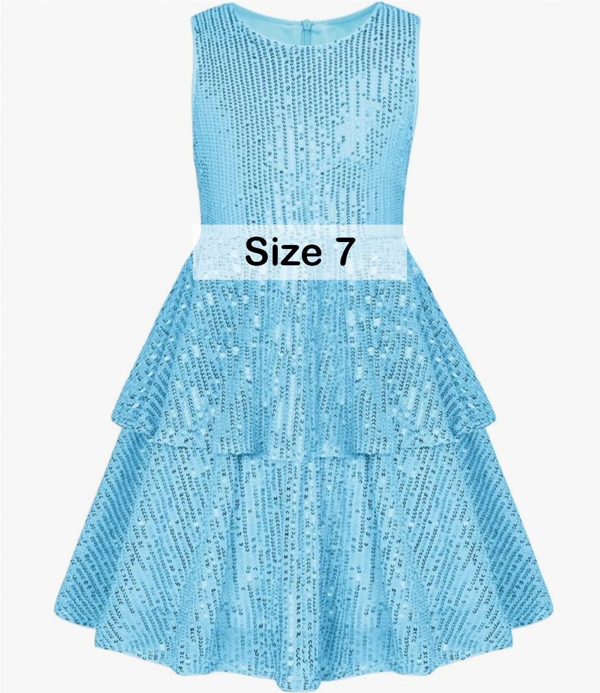 Light blue sequin tiered ruffle girls dress in size 7.