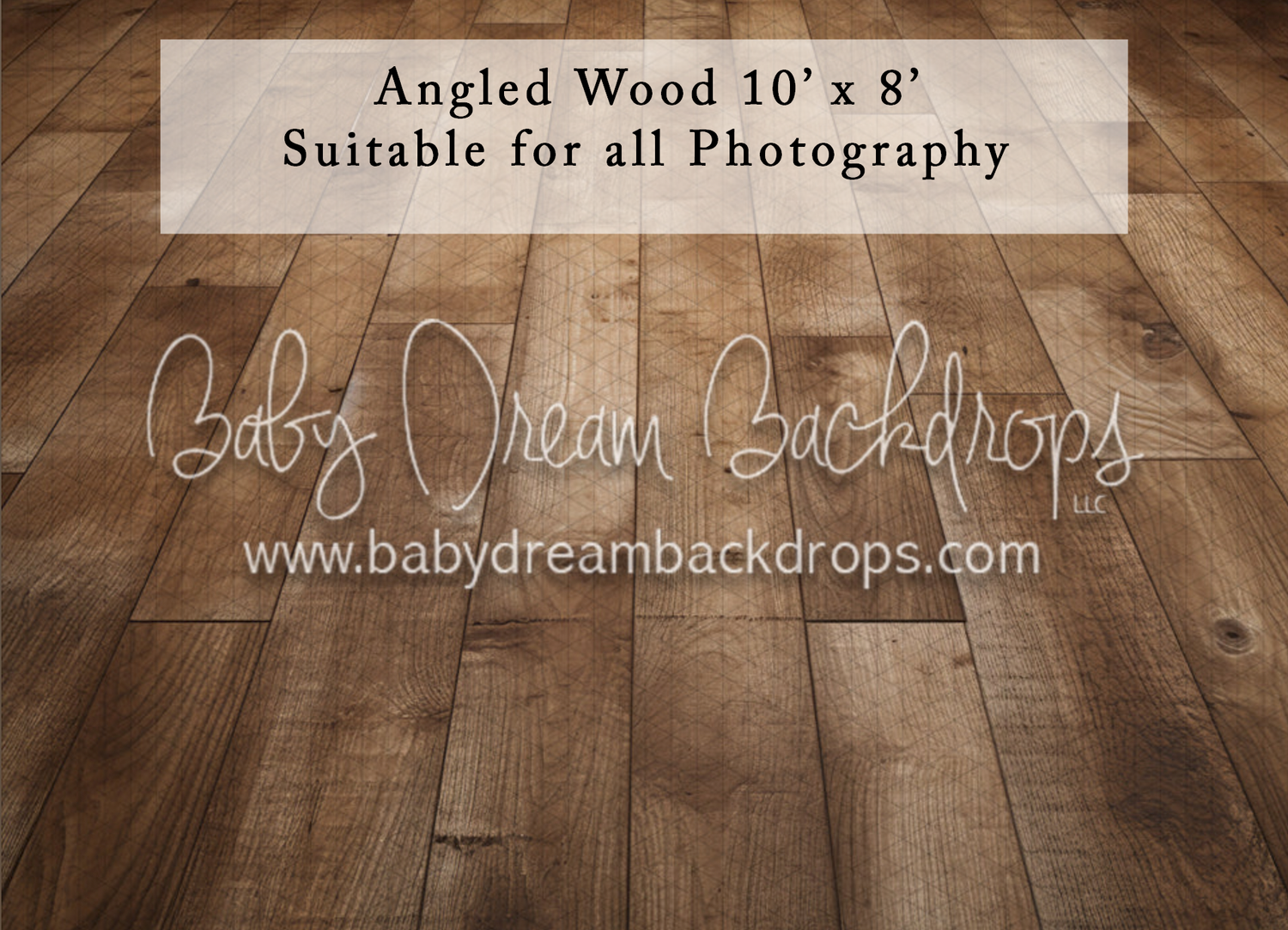 Angled wood floor photography backdrop, 10x8ft, featuring rich brown tones and natural grain patterns.