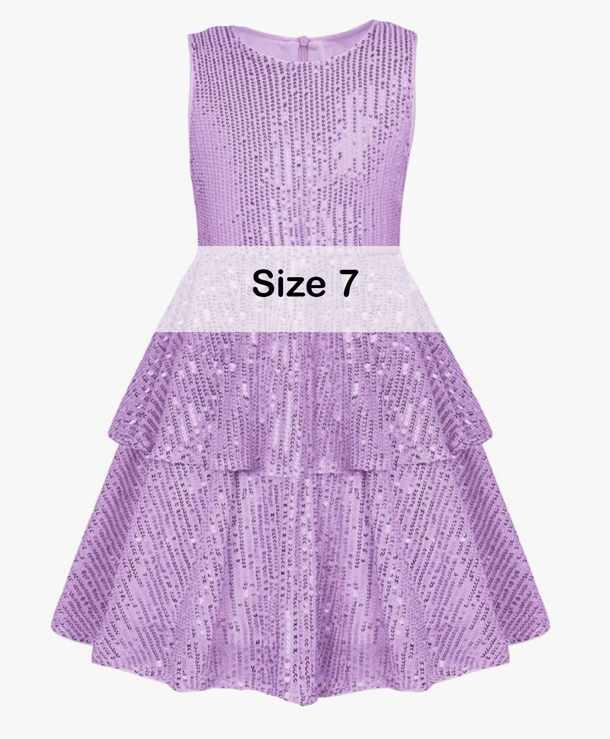 Girls size 7 lavender purple sleeveless sequin tiered party dress.
