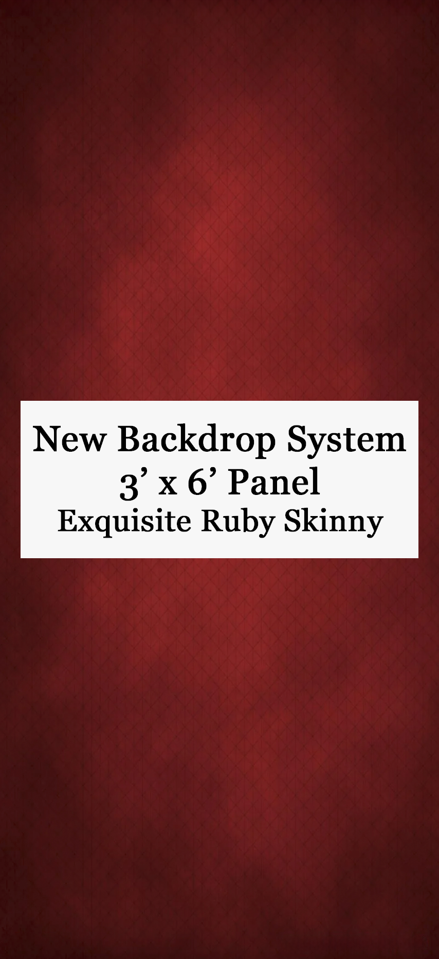 Deep red textured 3x6 foot Exquisite Ruby Skinny backdrop panel for photography studio use.