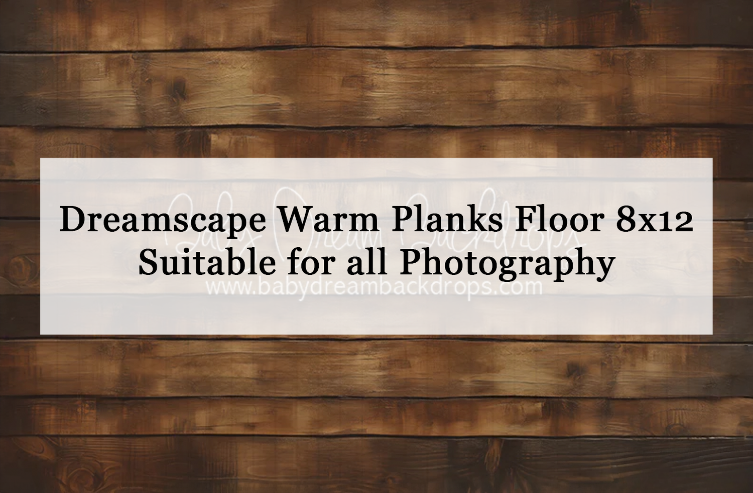 Dreamscape Warm Planks Floor photography backdrop with rustic dark wood design, 8x12 ft.