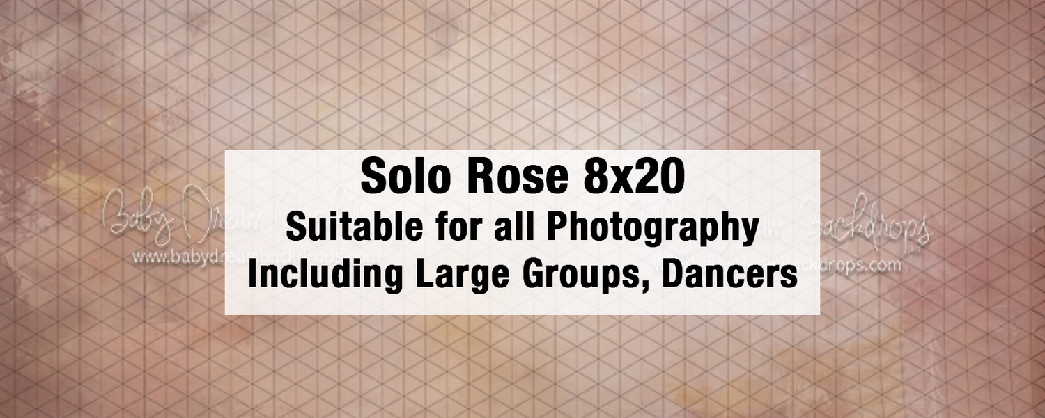 Solo Rose 8x20 photography backdrop, suitable for all photography including large groups and dancers.