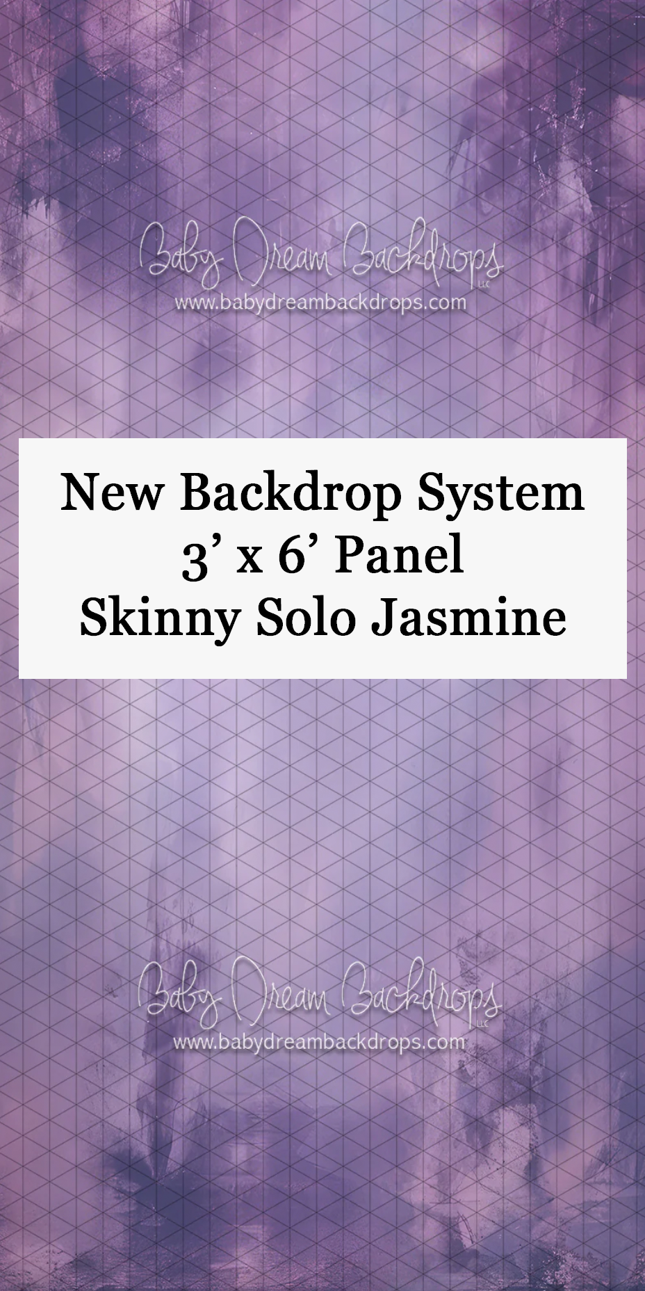 Purple watercolor texture 3x6 panel backdrop named Skinny Solo Jasmine by Baby Dream Backdrops for photography.