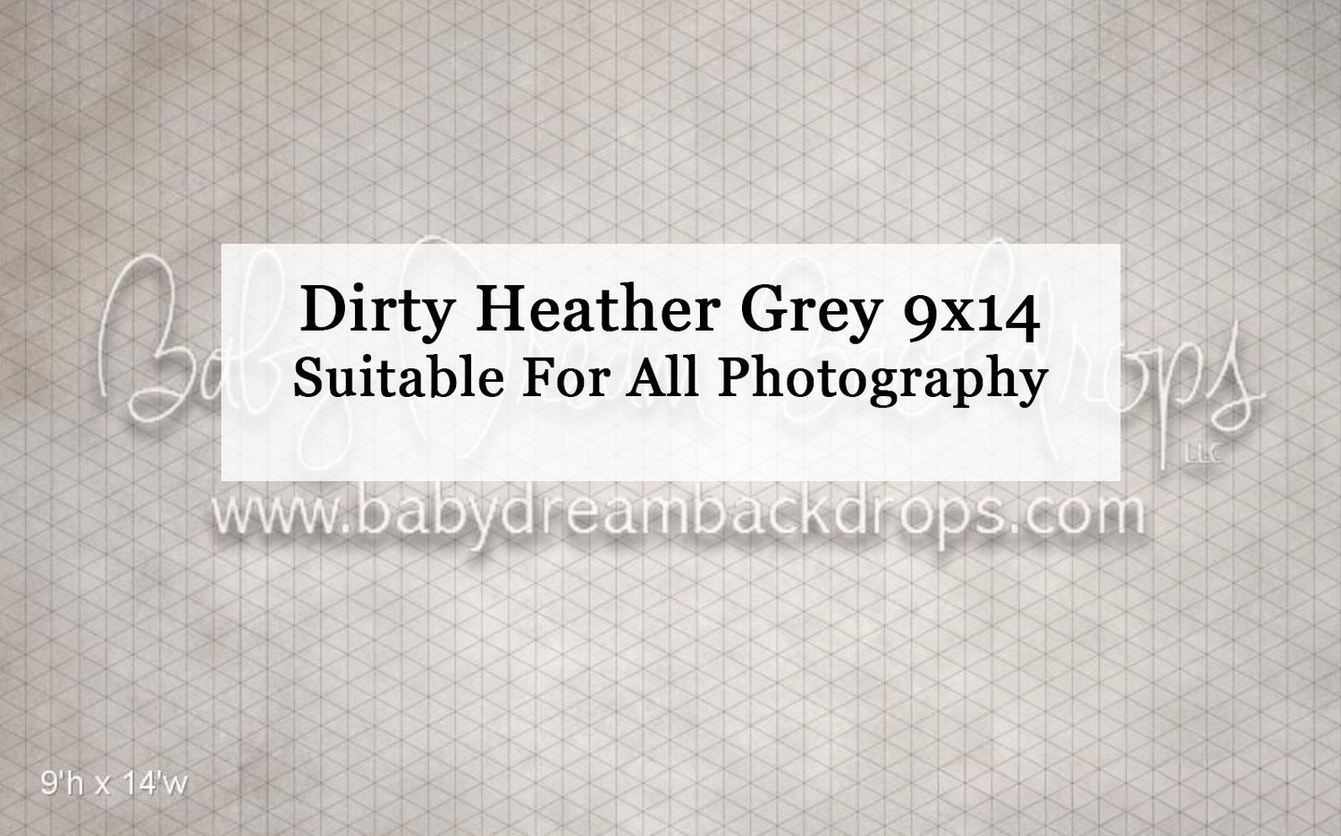 Dirty heather grey 9x14 photography backdrop with subtle texture pattern, suitable for all photography styles.