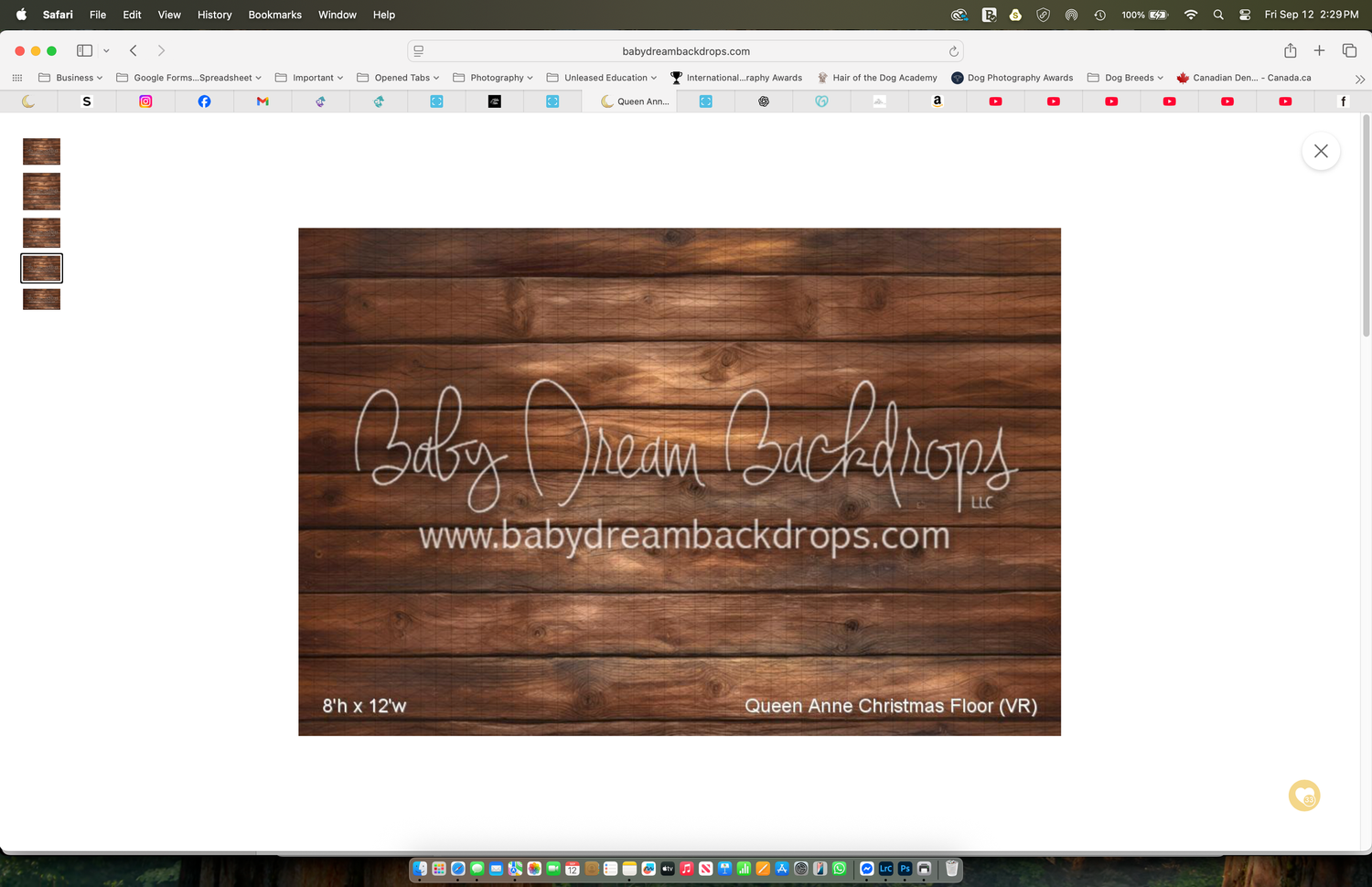 Dark brown rustic wood plank photography backdrop displayed on computer screen from Baby Dream Backdrops website.
