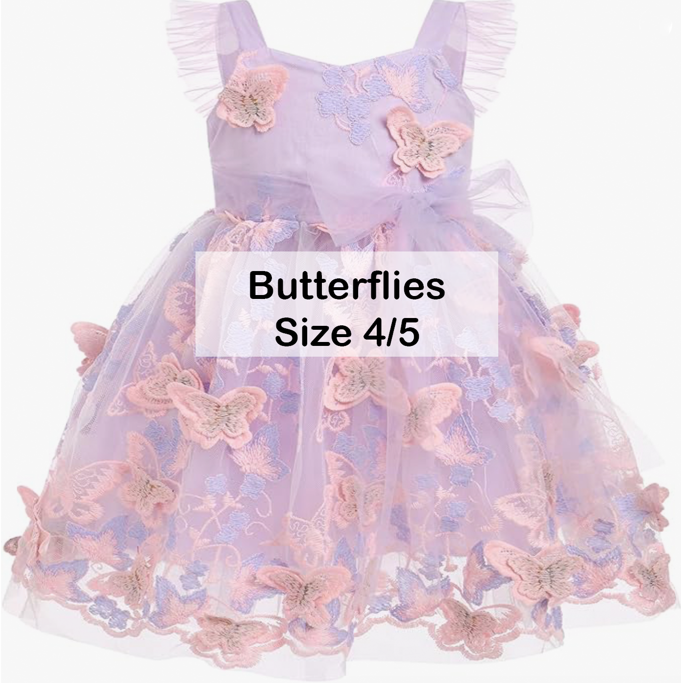 Girls size 4/5 lavender tulle dress with 3D butterfly appliques.