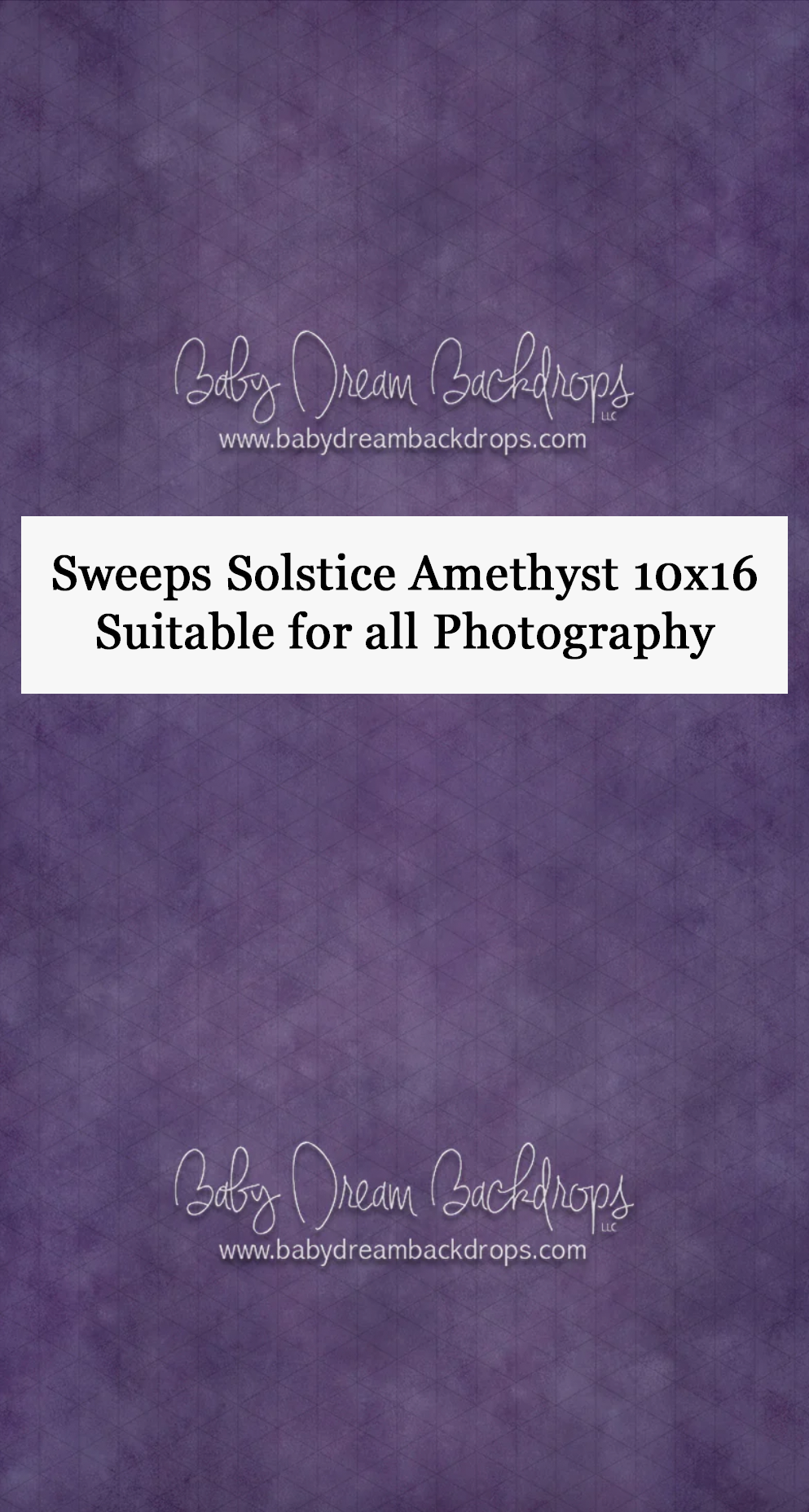 Baby Dream Backdrops Sweeps Solstice Amethyst 10x16 purple mottled photography backdrop suitable for all photography.
