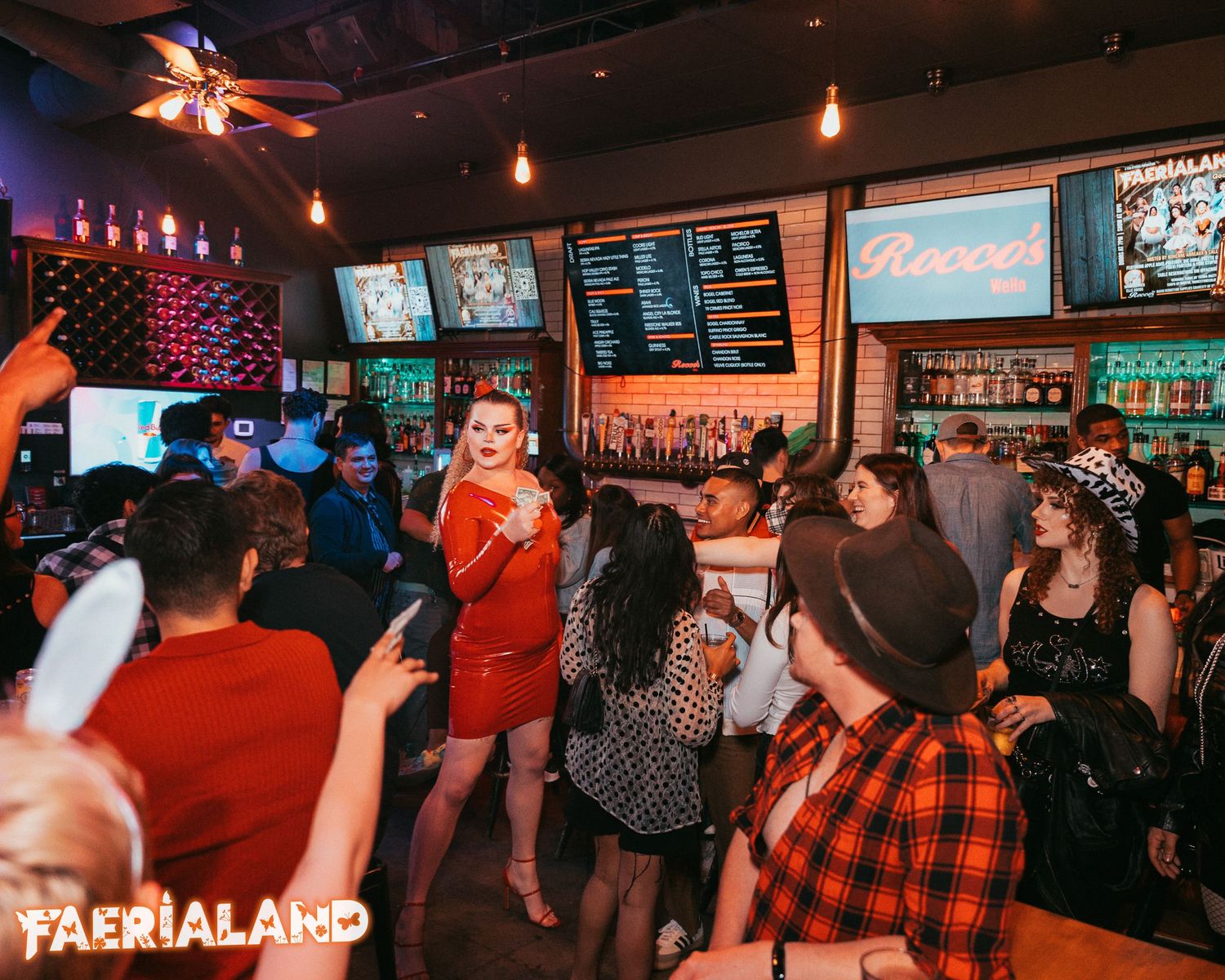 Photograph of drag artist Yvette Getarian performing at Rocco's WeHo. Photo by Los Angeles photo/film production company, YUQ Studios.