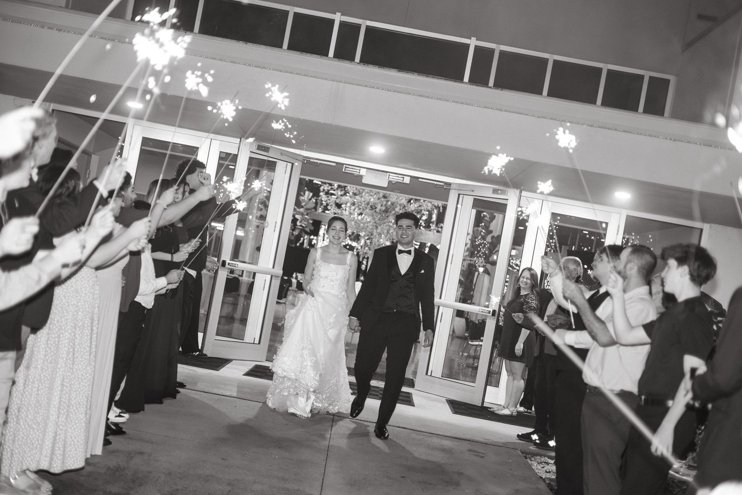 wedding day sparkler exit going away bride and groom Tampa Florida wedding photographer