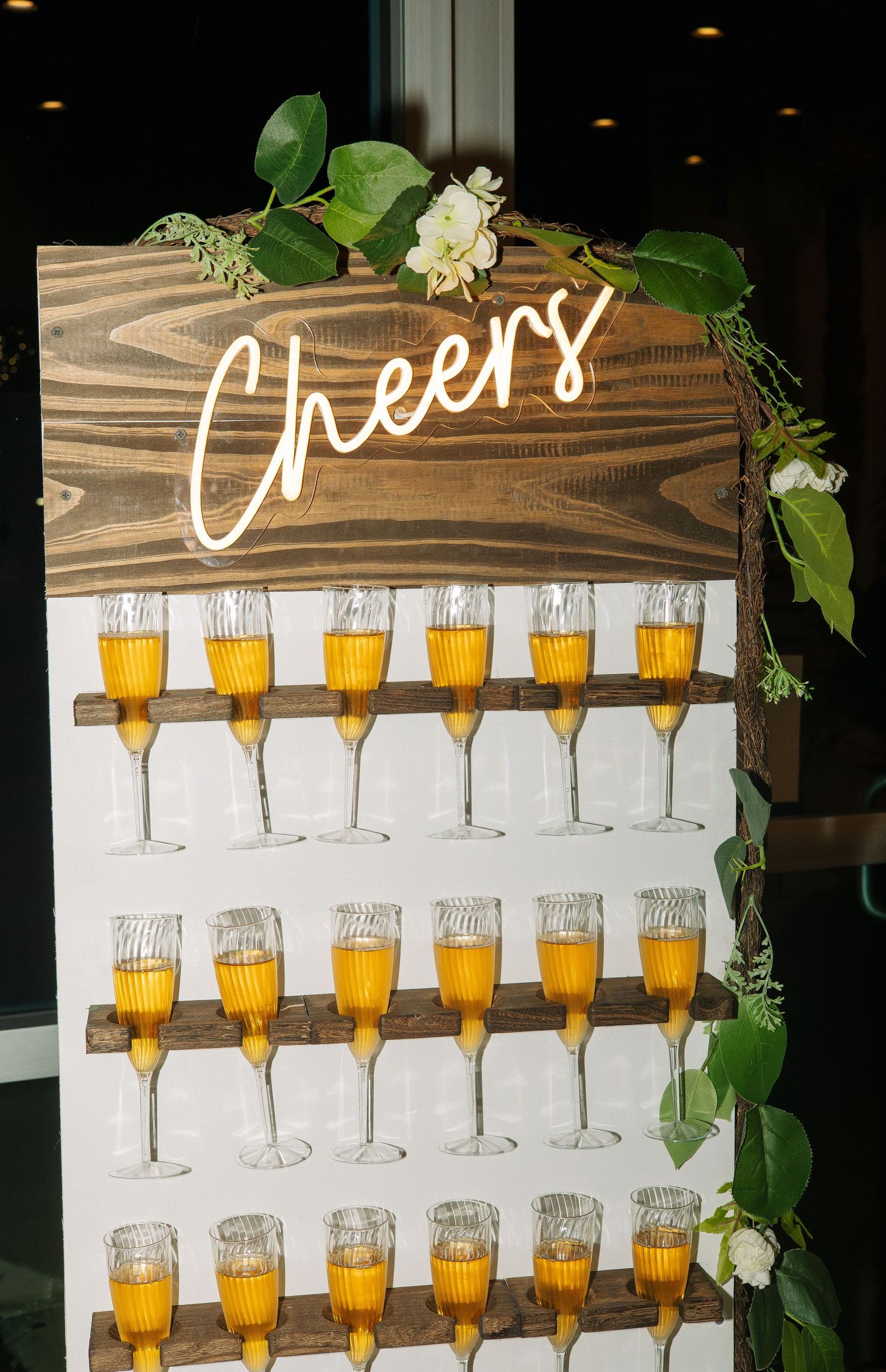 Wedding day reception champagne tower Tampa Florida wedding photographer
