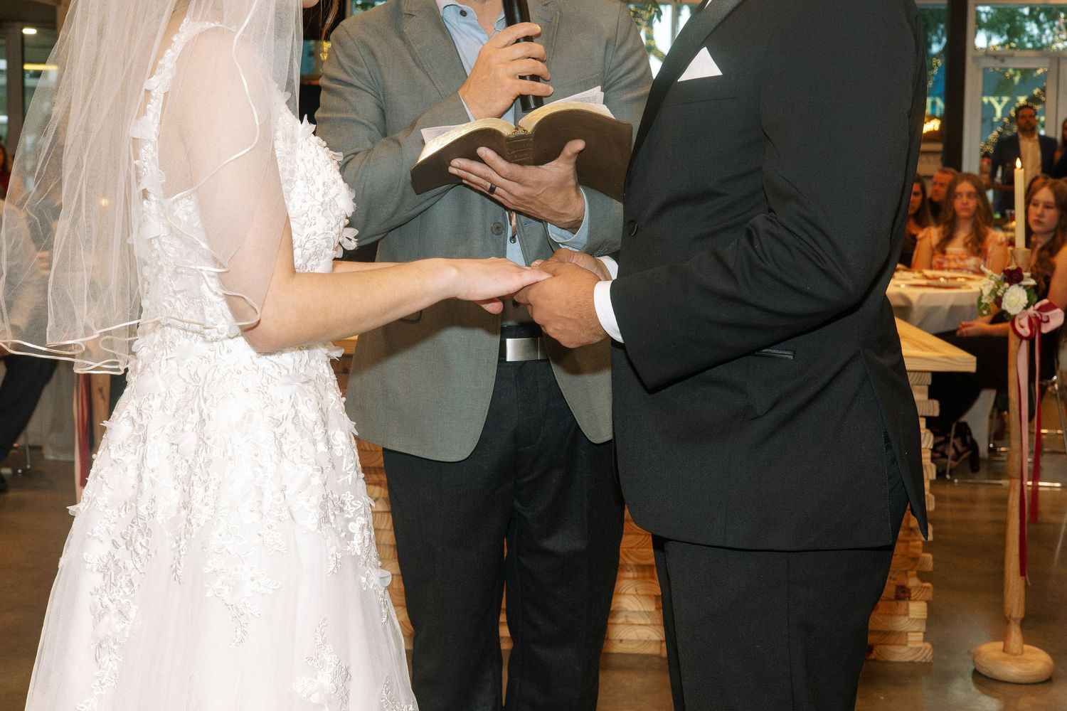 Wedding day ceremony bride and groom praying Tampa Florida wedding photographer