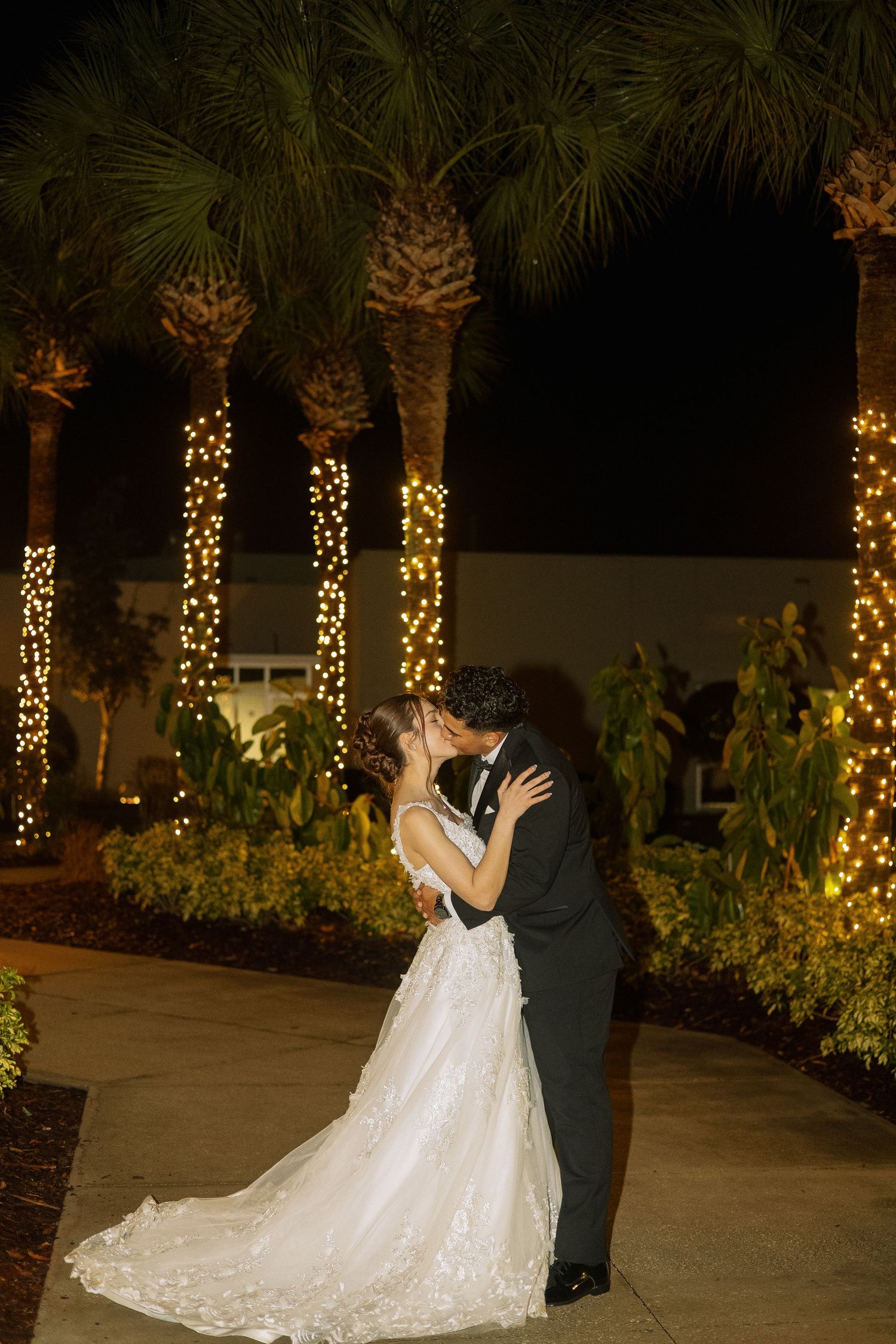 Wedding day bride and groom flash portraits Tampa Florida wedding photographer