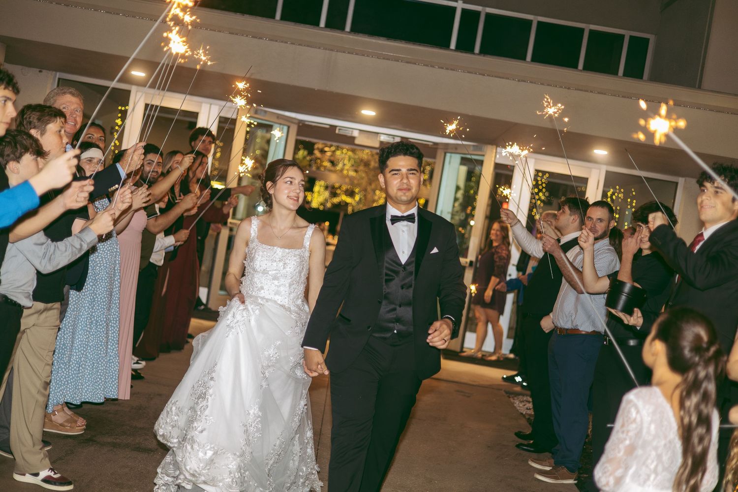 wedding day sparkler exit going away bride and groom Tampa Florida wedding photographer