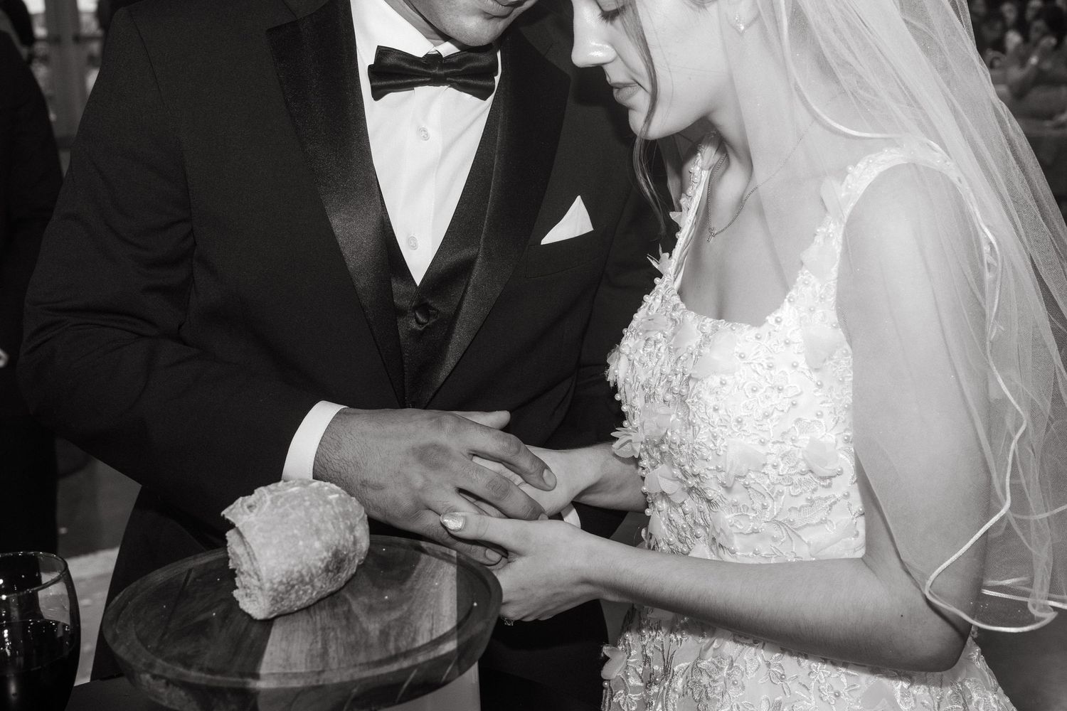Wedding day ceremony bride and groom communion Tampa Florida wedding photographer