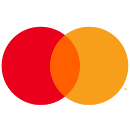 Mastercard logo featuring two overlapping red and orange circles on a white background.