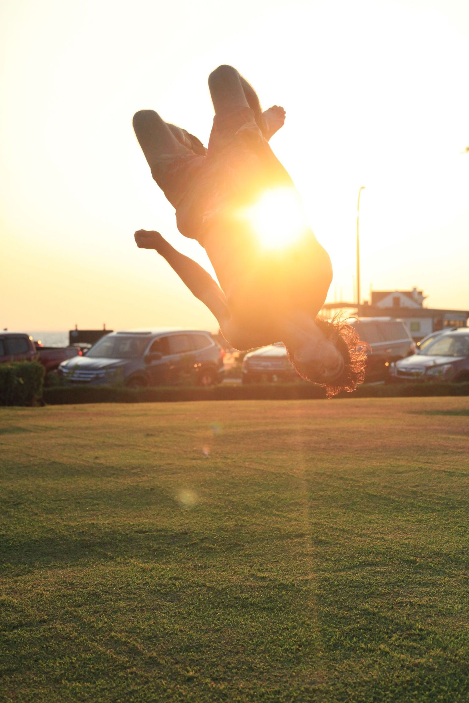 Back flip in the sunset