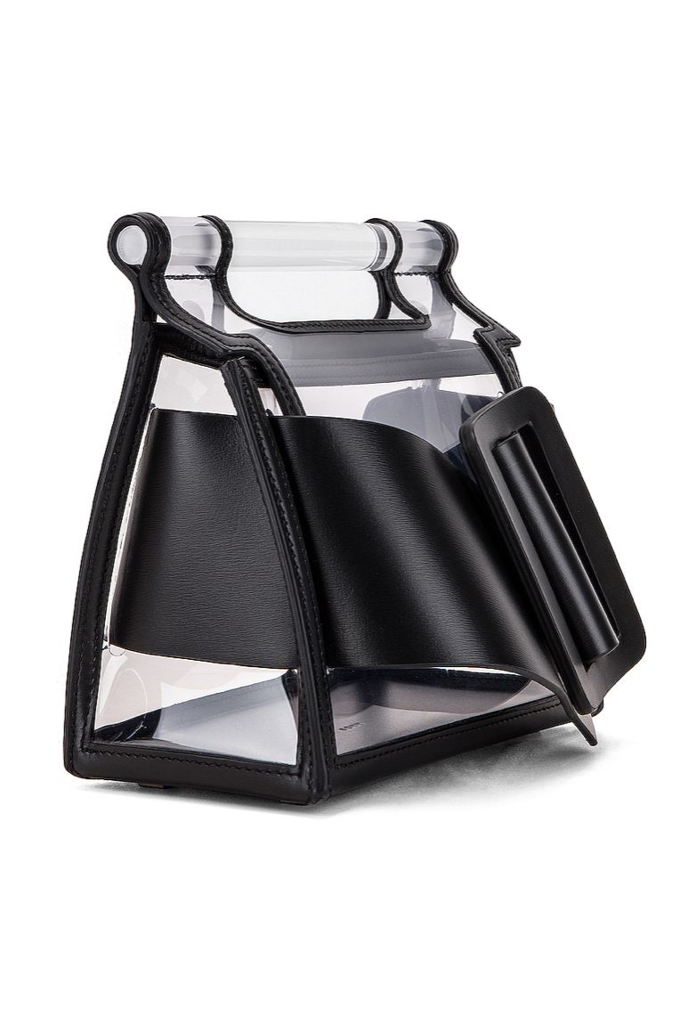 leather and clear plastic clutch product image