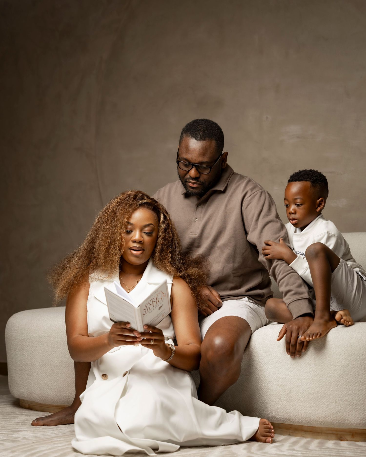 Family portrait series showing intimate moments