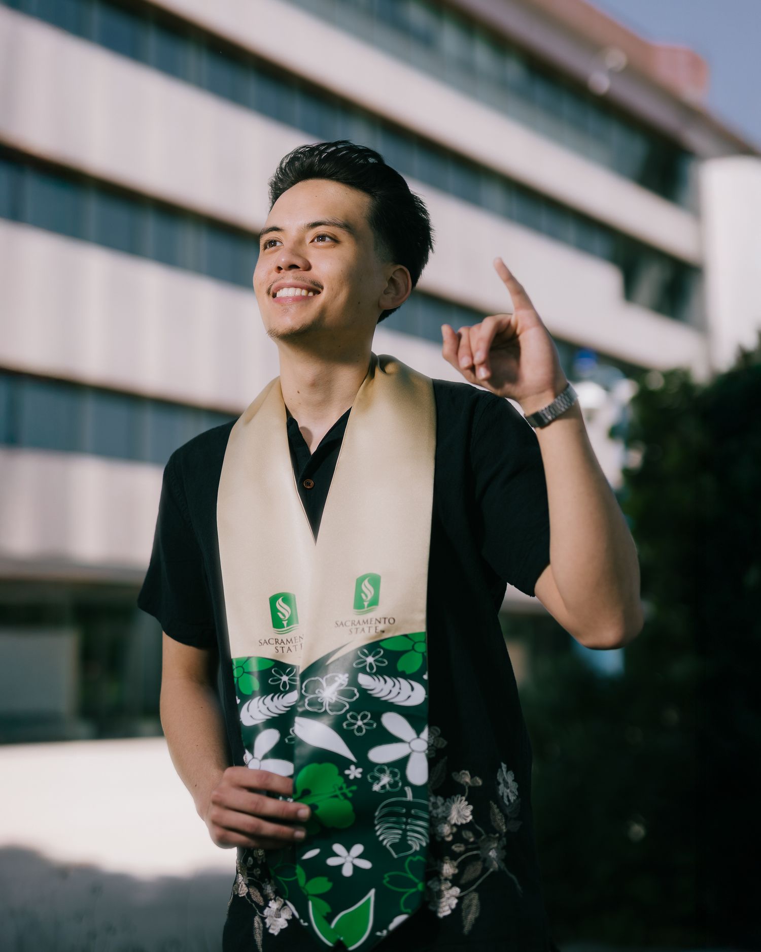 candid senior portrait captured in a sacramento state setting