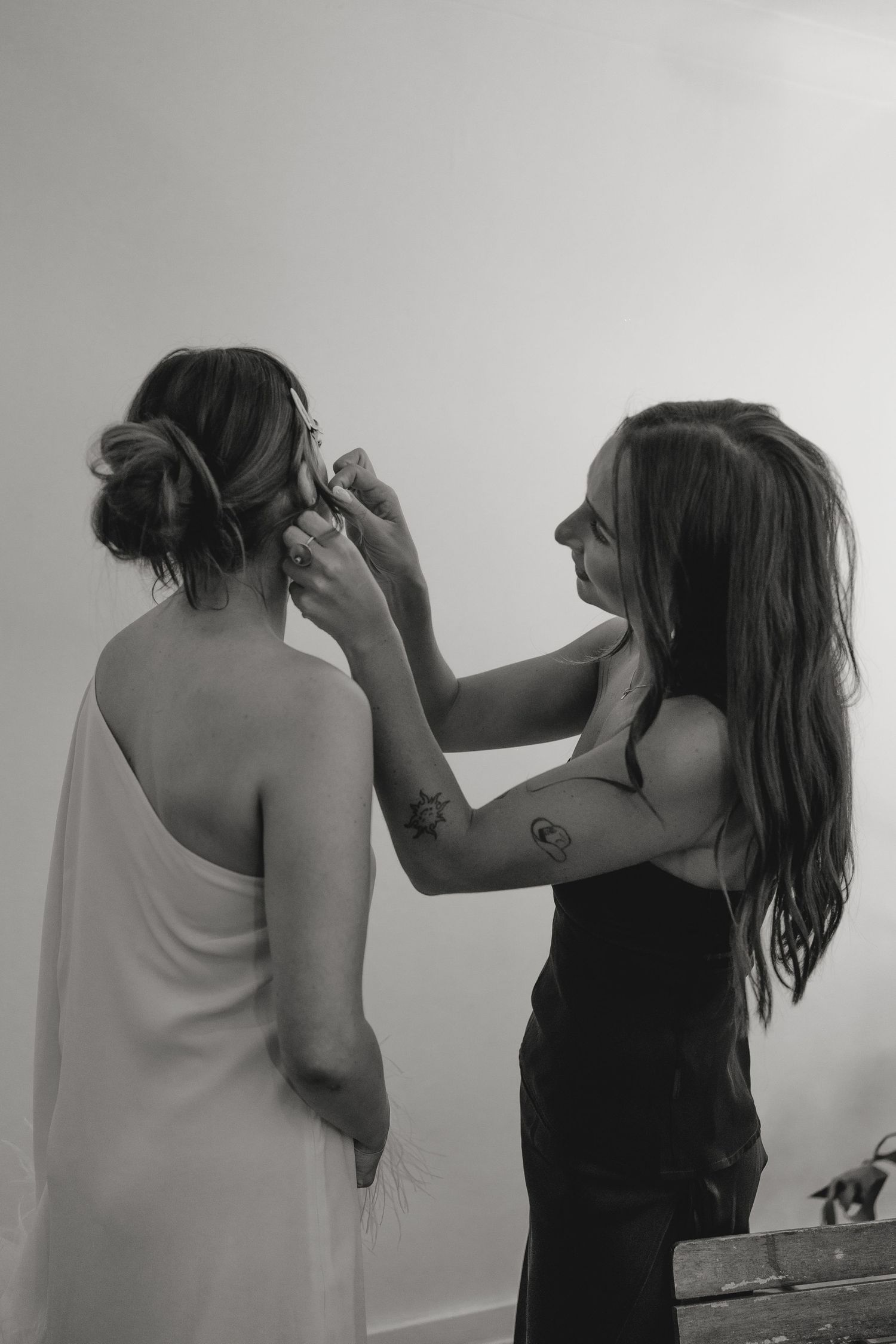 A sequence showing preparation moments captured in soft, natural light against a white background.