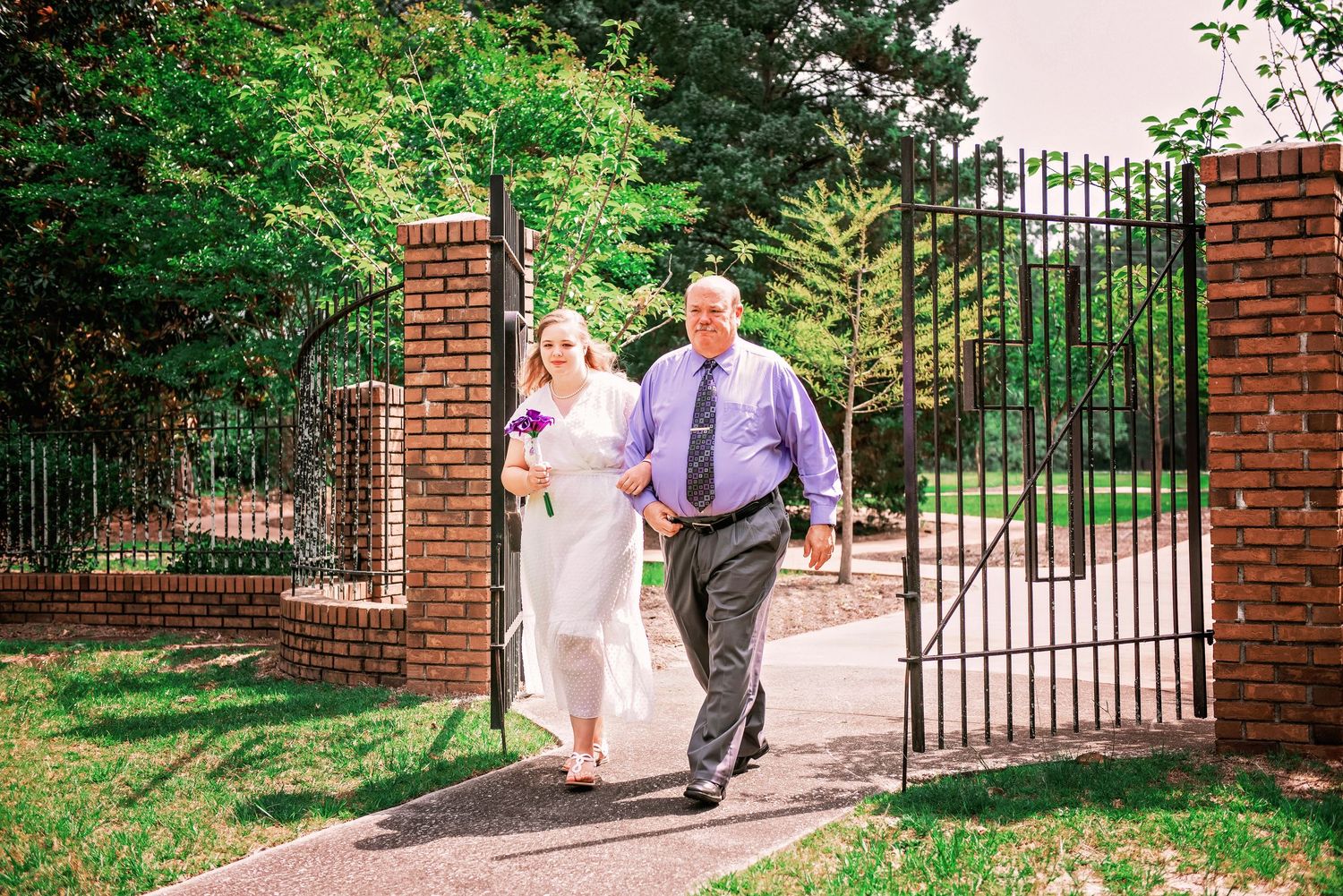 Father walking bride down the aisle during wedding ceremony in Lexington, SC; best wedding photographers in Columbia, SC