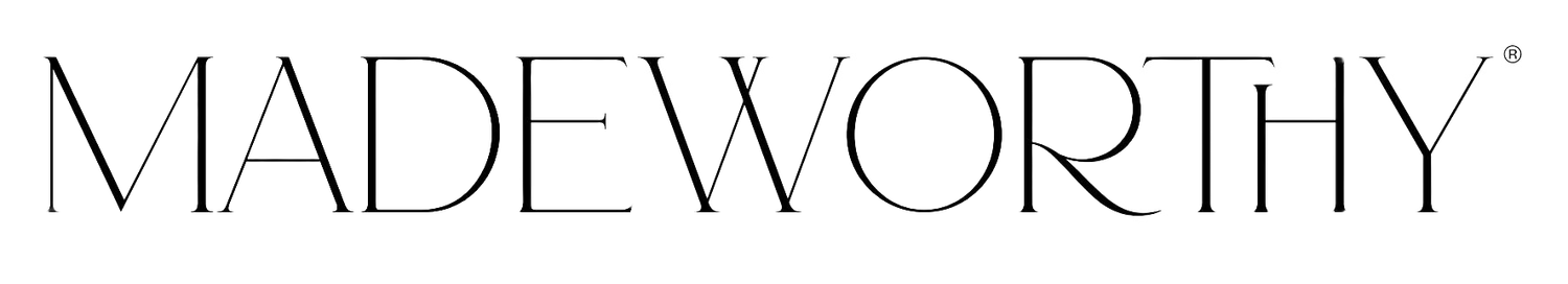 Madeworthy magazine logo in elegant thin uppercase letters.