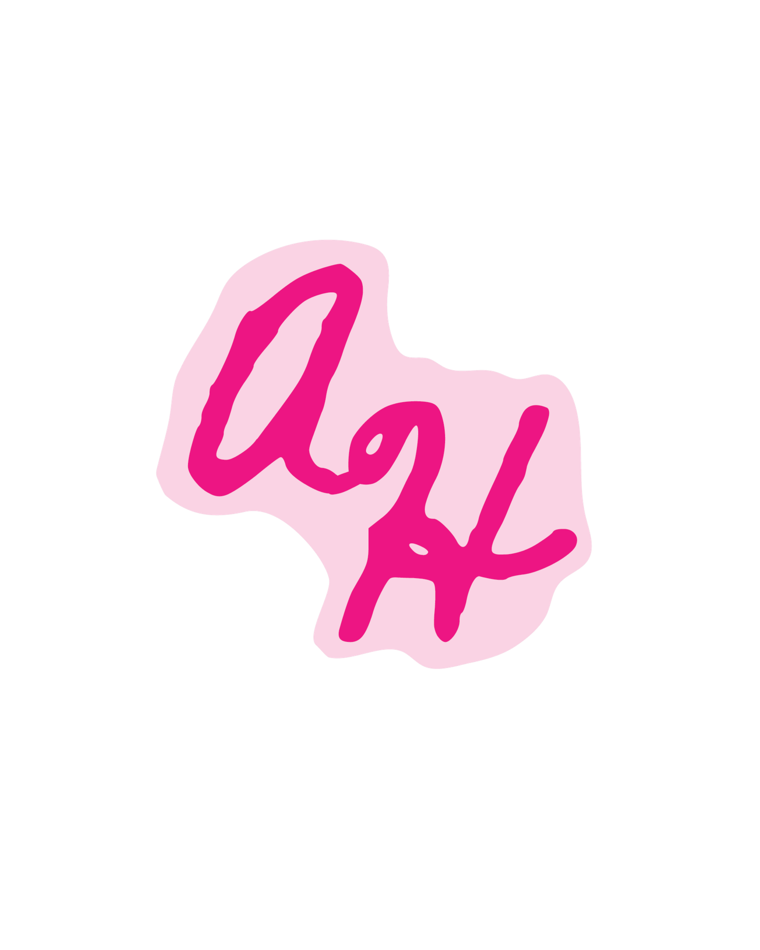 Hot pink cursive monogram logo with letters A and H on a light pink background.