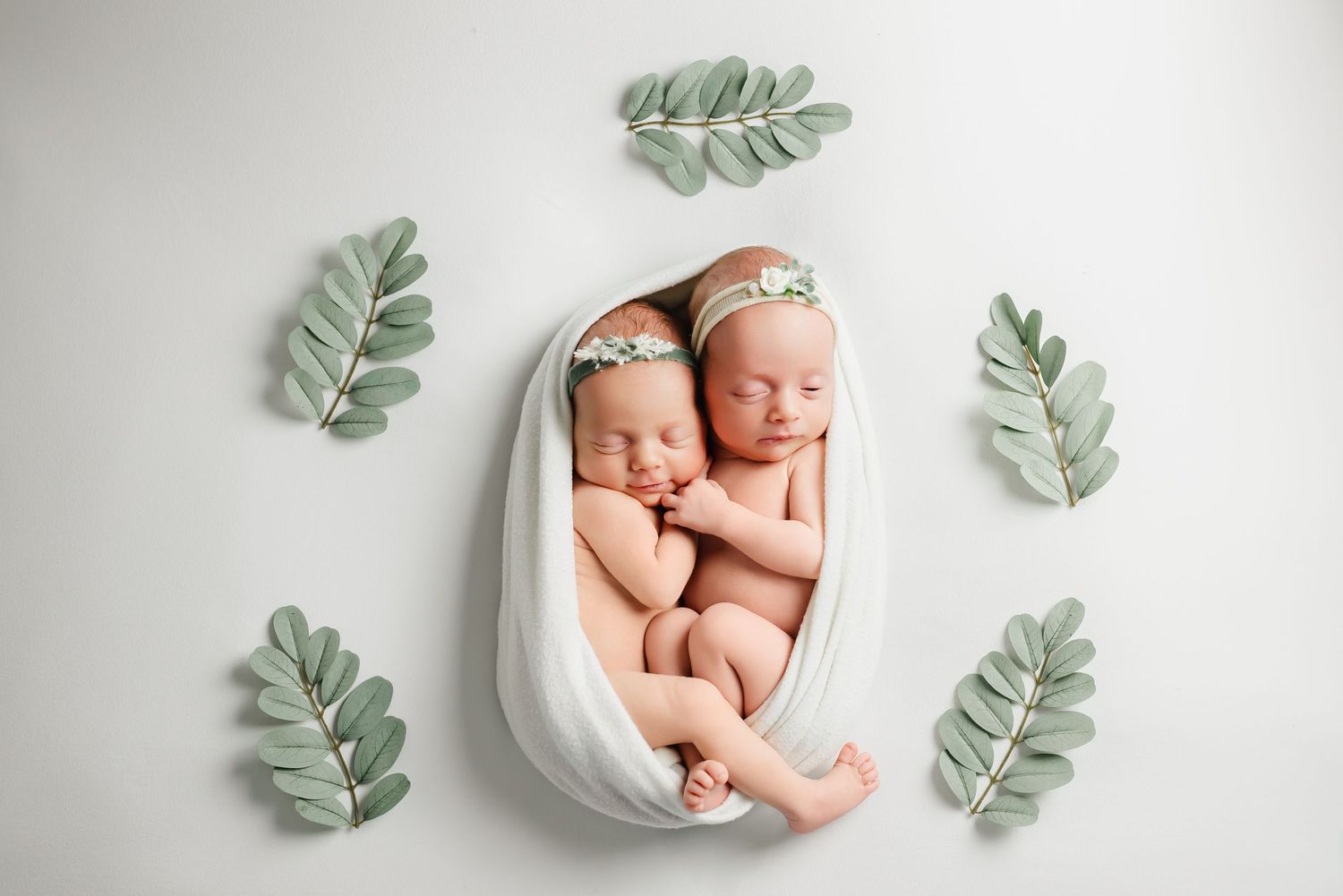 Twin newborn session at the studio. studio twin newborn session in Colorado