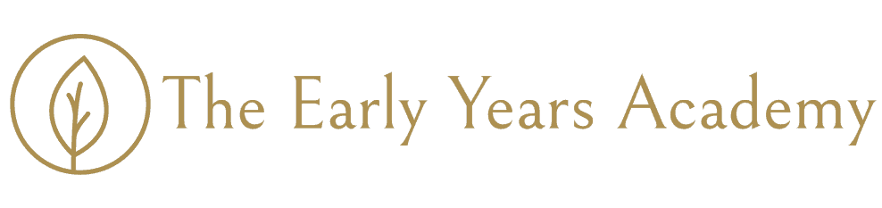 The Early Years Academy logo featuring a leaf icon and elegant gold serif typography on white background.