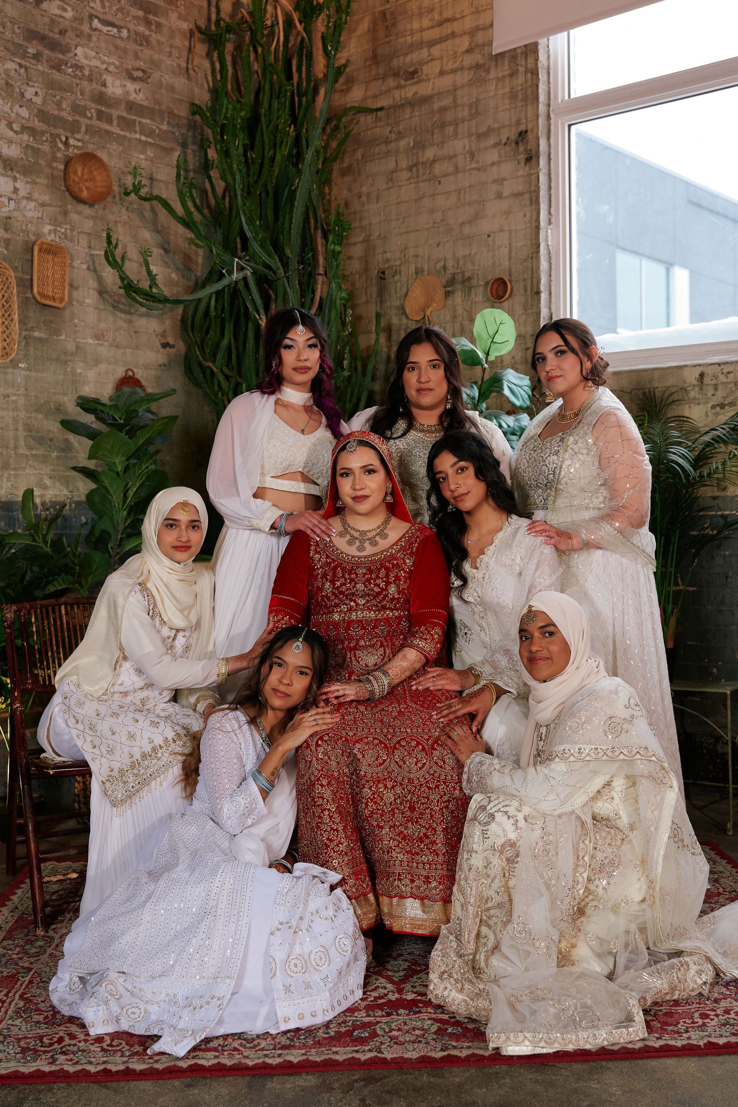 Bridal party portrait at a multicultural wedding celebration in Winnipeg