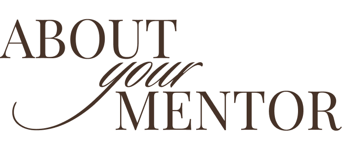 Elegant brown cursive and serif typography logo reading About Your Mentor on a white background.