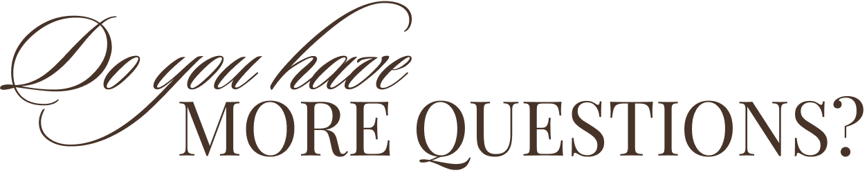 Elegant cursive and bold typography asking 'Do you have MORE QUESTIONS?' in dark brown on white background.