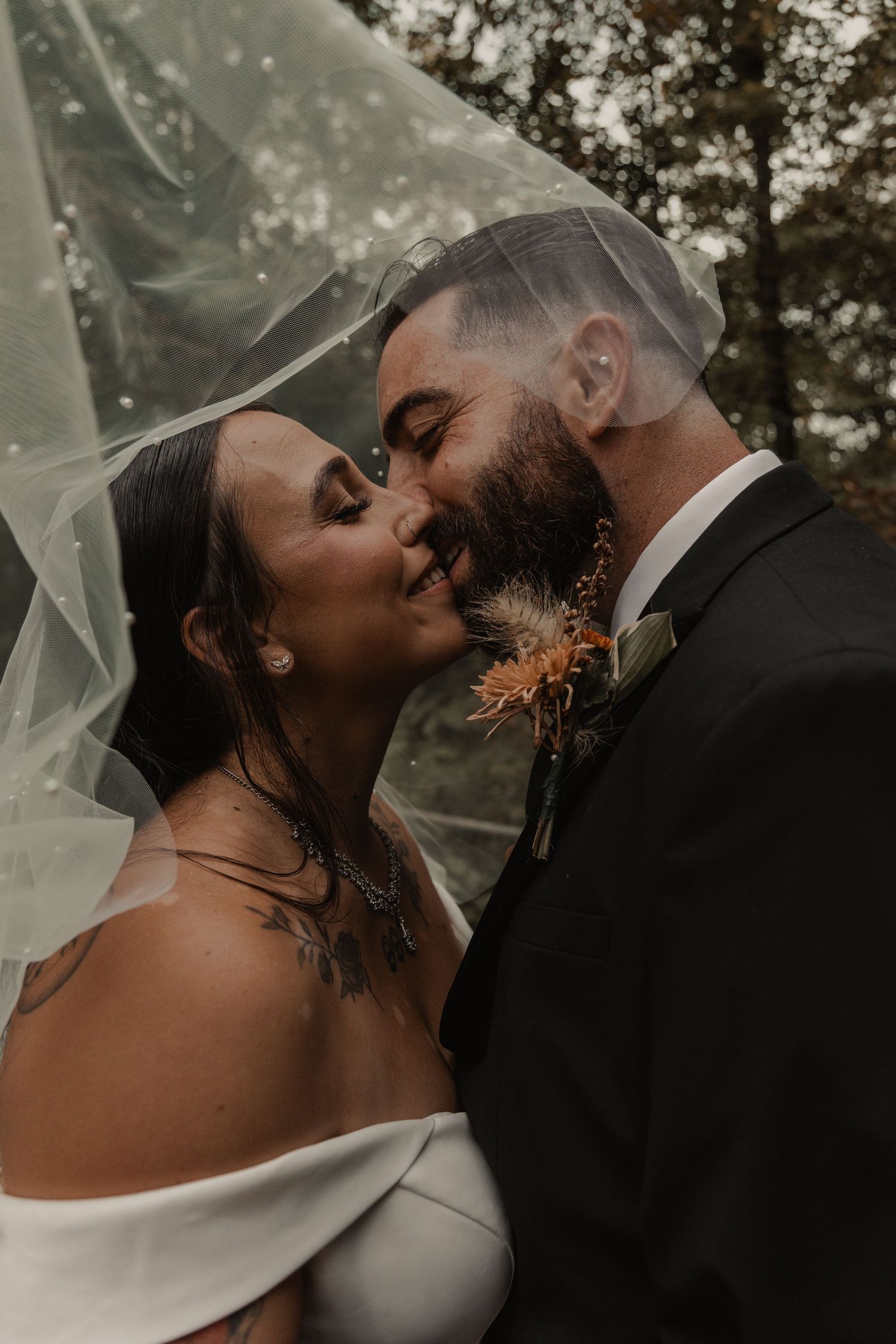 Wedding portrait of bride and groom