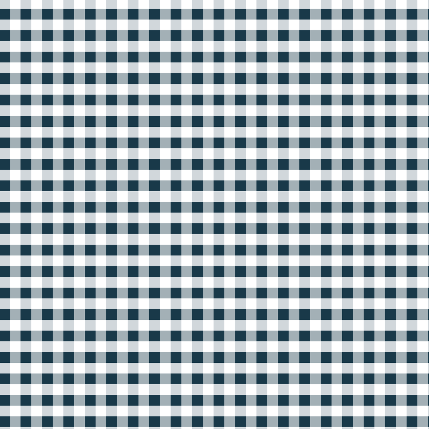 Navy blue and white gingham check fabric pattern with small uniform squares arranged in a classic plaid design.