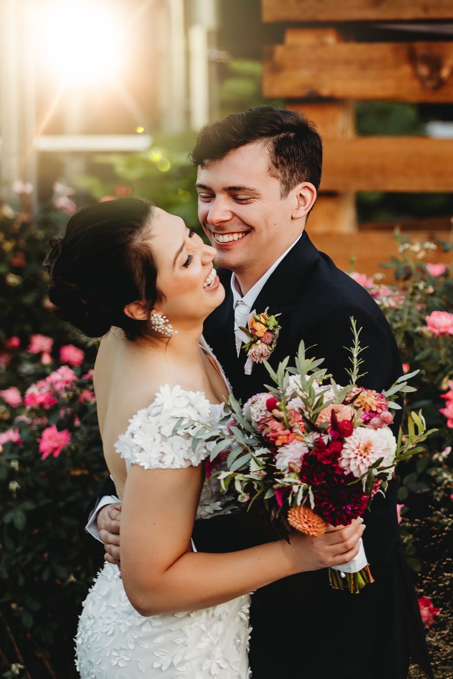 bride & groom laughing at each other at a wedding in louisville kentucky