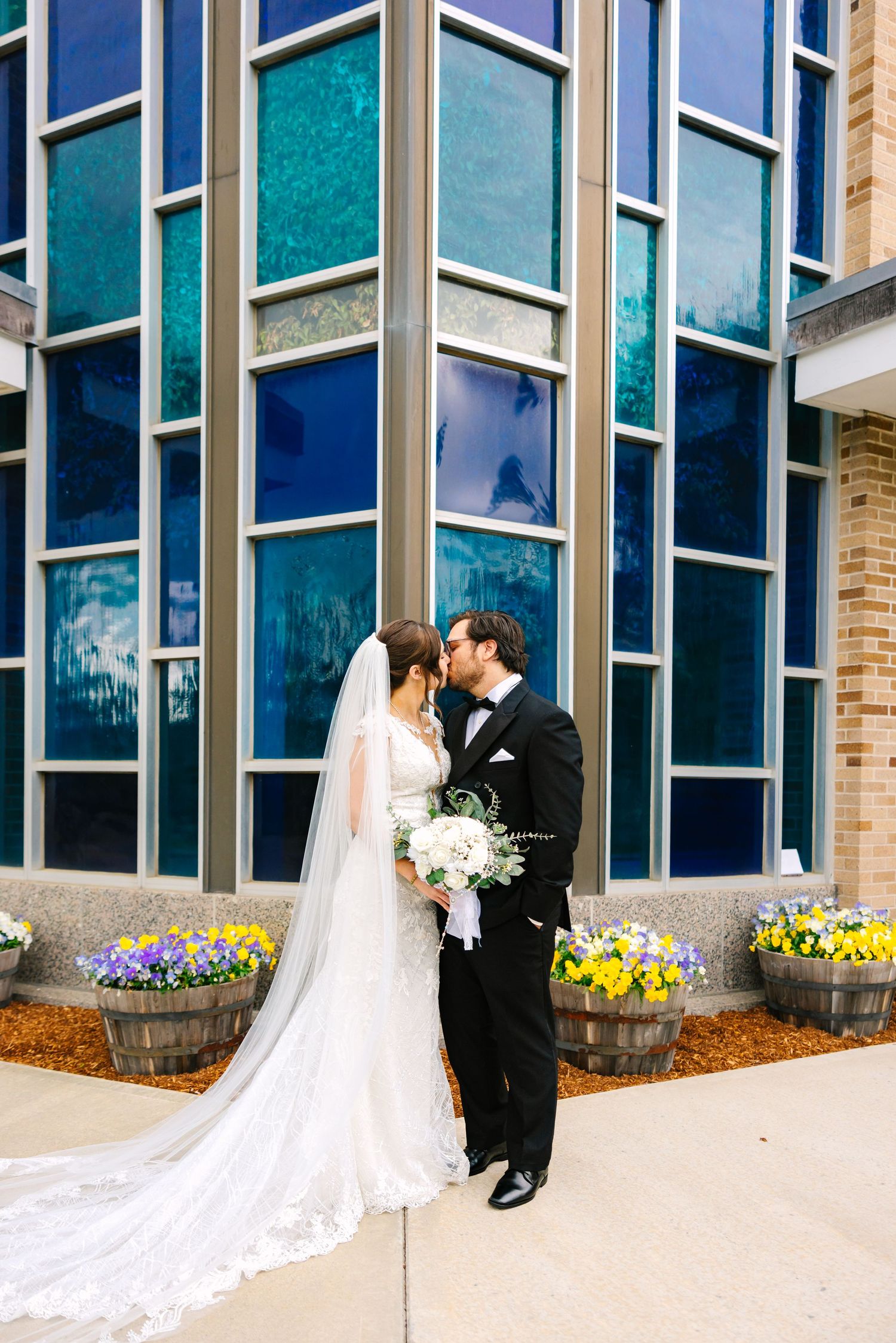 A romantic wedding portrait of the bride and groom during couples photos at The Cape Club of Sharon in Sharon, Massachusetts.