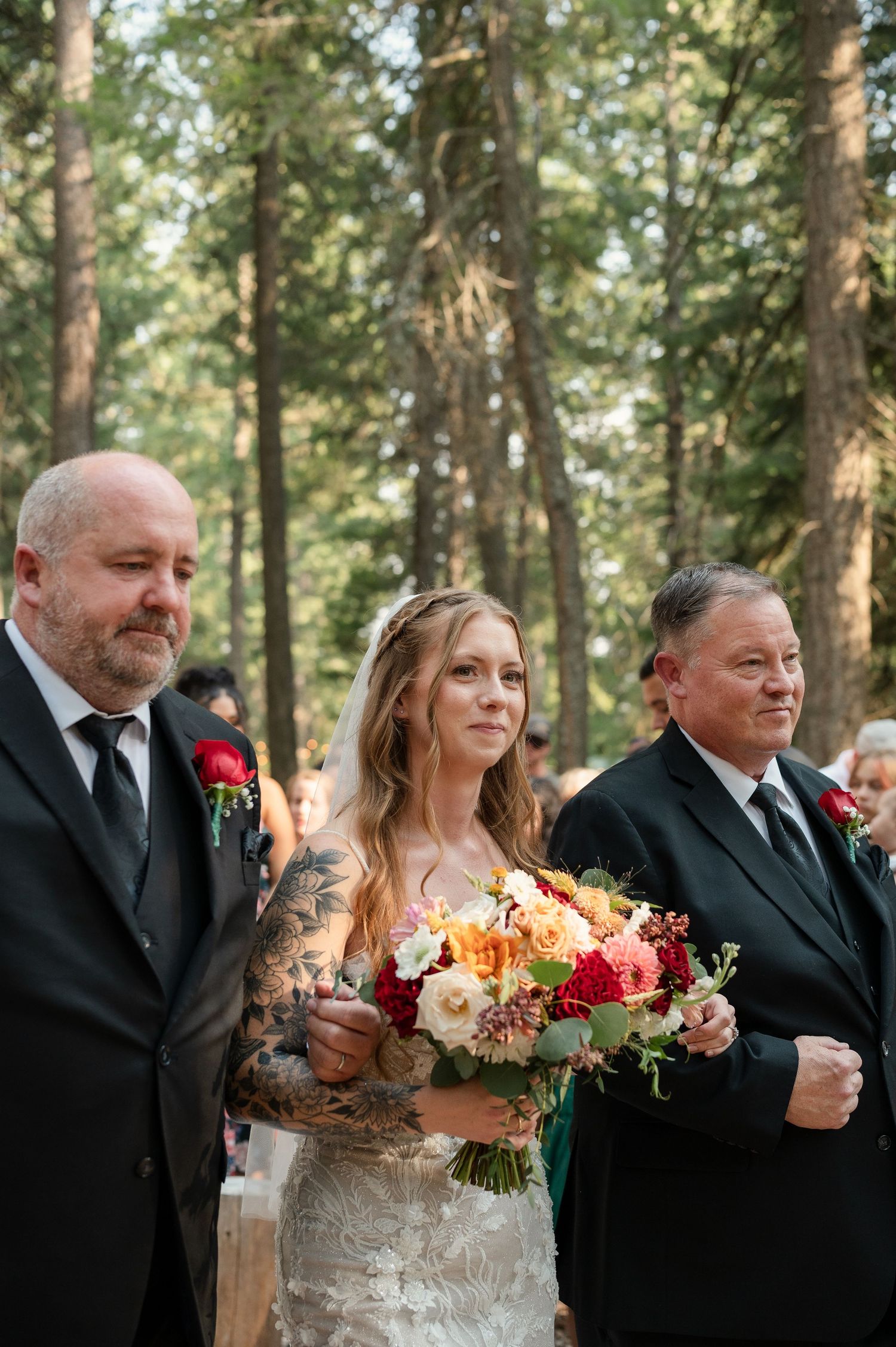 Wedding ceremony in a forest. Wedding Photography Spokane, Washington Photographer.