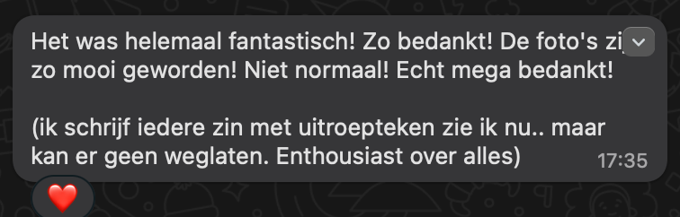 review van een klant helemaal fantastisch